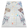  TOP! Kab. BAMBINO 43092 mosható szőnyeg Állatok, komló gyerekeknek csúszásgátló - rózsaszín / sárga 160x220 cm