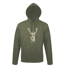 TOP Kapucnis pulóver (szarvas mintával) 50% pamut 50% poliészter, military green, L