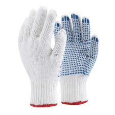 TOP Kesztyű kötött PVC pöttyözéssel pamut/poliészter TOP COPE4, fehér/piros, 8 védőkesztyű