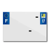 TOP PLAQ műanyag csík PVC rendszámtáblához cégnévvel (motorkerékpár formátum 210x145) – 17-es megye – Európa (darabra értendő) TOP PLAQ  Vázak, idomok, kiegészítők Rendszámtábla tartók
