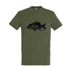 TOP Póló (ponty mintával) kereknyakú (100%pamut 190gr/m2) TOP, katonai szín, 4XL