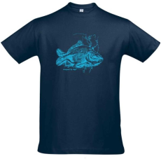 TOP Póló (ponty mintával) kereknyakú (100%pamut 190gr/m2) TOP, sötétkék, 3XL