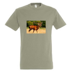 TOP Póló (szarvas fotóval) kereknyakú (100%pamut 190gr/m2) TOP, khaki, 2XL