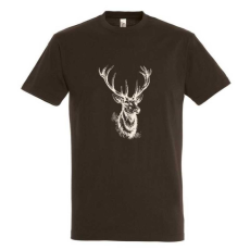 TOP Póló (szarvasfej mintával) kereknyakú (100%pamut 190gr/m2) TOP, csokoládé, XL