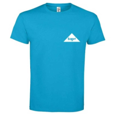 TOP Póló (TOP logóval feliratozott, hímzett) kereknyakú TOP, vízkék, M