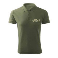 TOP Vadász póló (ponty hímzéssel) galléros TOP, khaki, M munkaruha