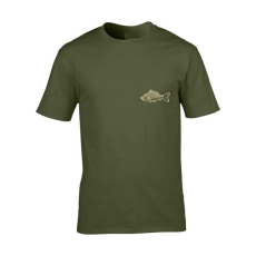 TOP Vadász póló (ponty hímzéssel) kerek nyakú TOP, katonai szín, 2XL