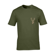 TOP Vadász póló (szarvas hímzéssel) kerek nyakú TOP, katonai szín, 2XL