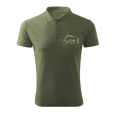 TOP Vadász póló (vaddisznó hímzéssel) galléros TOP, khaki, 3XL