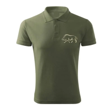 TOP Vadász póló (vaddisznó hímzéssel) galléros TOP, khaki, 4XL munkaruha