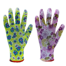 TOP Védőkesztyű mártott poliészter TOP PU FLOWER GR, zöld alma, XL