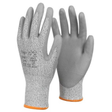 TOP Védőkesztyű PU mártott kevertszálas vágásbiztos TOP GREY, szürke, 9