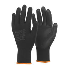 TOP Védőkesztyű PU mártott nylon gumirozott mandzsetta TOP DEVIL+, fekete, 2XL