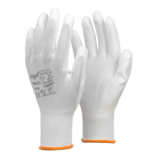 TOP Védőkesztyű PU mártott nylon gumirozott mandzsetta TOP PRINCE+, fehér, 2XL