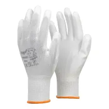 TOP Védőkesztyű PU mártott nylon gumirozott mandzsetta TOP PRINCE+, fehér, XS védőkesztyű