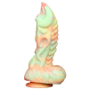 Toppedmonster Rutuk Monster – prémium dildó, 17 x 6 cm, rózsaszín-zöld