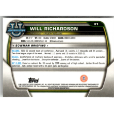 Topps 2022-23 Bowman Chrome University #31 Will Richardson gyűjthető kártya