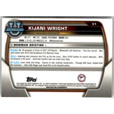 Topps 2022-23 Bowman Chrome University #51 Kijani Wright gyűjthető kártya