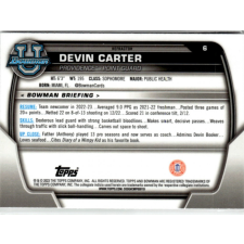 Topps 2022-23 Bowman Chrome University Refractors #6 Devin Carter gyűjthető kártya