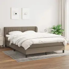  Tópszínű szövet rugós ágy matraccal 140 x 190 cm ágy és ágykellék