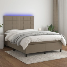  tópszínű szövet rugós és LED-es ágy matraccal 140x190cm ágy és ágykellék