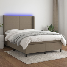  tópszínű szövet rugós és LED-es ágy matraccal 140x190cm ágy és ágykellék