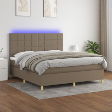tópszínű szövet rugós és LED-es ágy matraccal 160x200 cm ágy és ágykellék