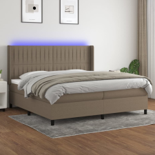 tópszínű szövet rugós és LED-es ágy matraccal 200 x 200 cm ágy és ágykellék