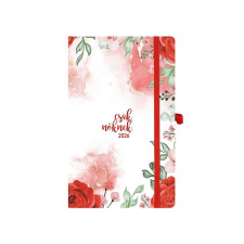 TOPTIMER Naptár, tervező, A5, heti, TOPTIMER, "Csak Nőknek", piros virág határidőnapló
