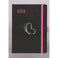 TOPTIMER Naptár, tervező, A5, napi, TOPTIMER, "Nero", fekete-pink naptár, kalendárium