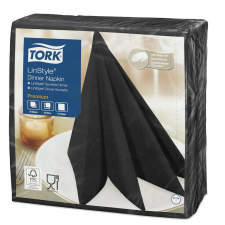Tork szalvéta Linstyle, premium textilhatású, FEKETE, 39/1, 50db/csg, 12csg/karton papírárú, csomagoló és tárolóeszköz