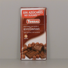  Torras gluténmentes tejcsokoládé mogyoró cukor nélkül 75 g reform élelmiszer