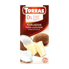 Torras Kókuszos hozzáadott cukormentes fehércsokoládé 75g diabetikus termék