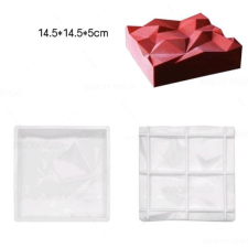  Tört mintás, négyszög, szilikon tortaforma, 14 cm sütés és főzés