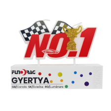 Torta gyertya, születésnapi gyertya – Forma 1, autó versenyző, NO.1 party kellék
