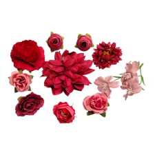  Tortadíszítő selyemvirág, bordó, 10 részes sütés és főzés