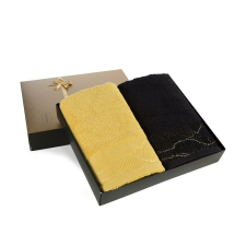  Törülközőkészlet 2 db T/0371 acélmustáros ajándékkészlet díszdobozban Eurofirany lakástextília