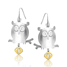  Toscana Ezüst Bagoly Fülbevaló - Sárga Arannyal fülbevaló