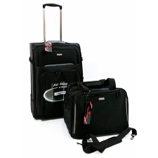 TOUAREG fekete bőröndös, fedélzeti táskás bőröndszett TG-6114-M+táska szett kézitáska és bőrönd