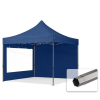  TP 3x3m összecsukható 750N acél vázas pavilon, 2 db oldalfallal - kék