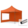 TP 3x3m összecsukható 750N acél vázas pavilon, 2 db oldalfallal - narancssárga
