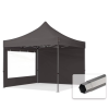  TP 3x3m összecsukható 750N acél vázas pavilon, 2 db oldalfallal - sötétszürke