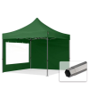  TP 3x3m összecsukható 750N acél vázas pavilon, 2 db oldalfallal - zöld