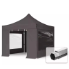  TP 3x3m összecsukható 800N alumínium pavilon, 4 db oldalfallal - sötétszürke