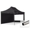  TP 3x4,5m összecsukható 750N acél vázas pavilon, 2 db oldalfallal - fekete