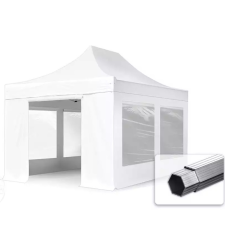  TP 3x4,5m összecsukható 800N alumínium pavilon, 4 db oldalfallal - fehér kerti bútor