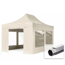  TP 3x4,5m összecsukható 800N alumínium pavilon, 4 db oldalfallal - krém kerti bútor