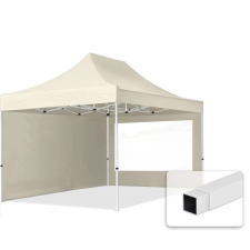  TP 3x4,5m összecsukható acél pavilon, 2 db oldalfallal - krém kerti bútor