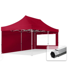  TP 3x6m összecsukható 800N alumínium pavilon, 2 db oldalfallal - bordó kerti bútor