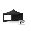  TP 4x4m összecsukható 750N acél vázas pavilon, 2 db oldalfallal - fekete